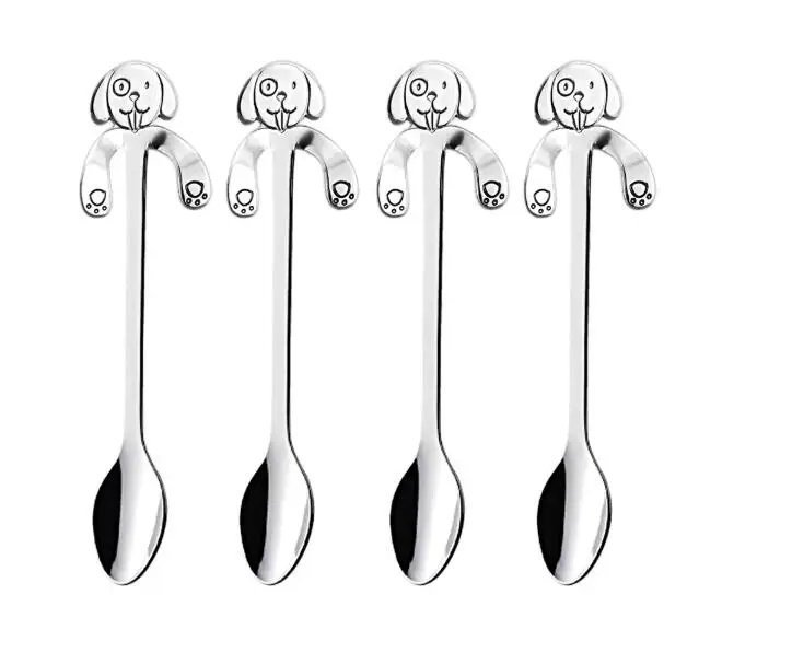 13.8CM Style A Behogar 4 шт 11,6/13,8 см из нержавеющей стали, для щенков, собак, чая, кофе, мороженого, ложка, чайная ложка, посуда для дома, кухни, офиса, бара, вечерние - Цвет: 13.8CM Style A