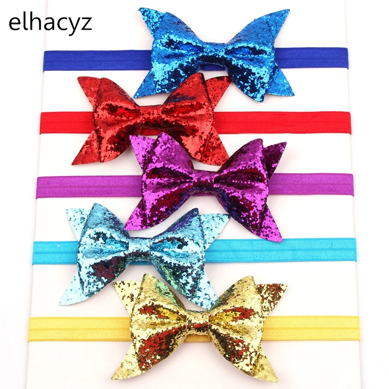 1 шт. новинка лидер продаж Милая блестящая Детская повязка на голову с бантиком