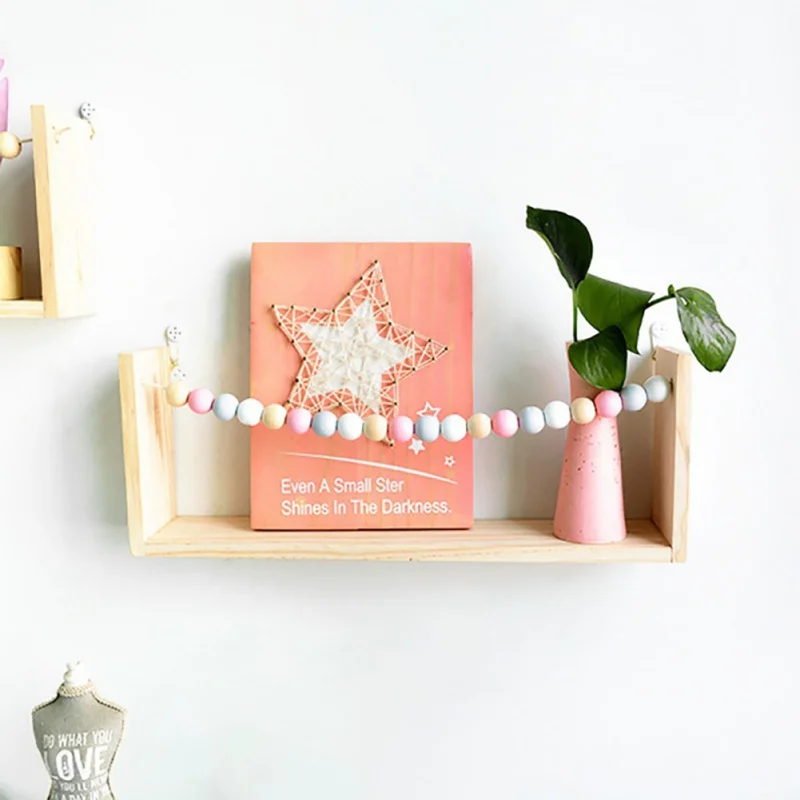 

Novelty Free Punch Wall Storage Rack Colorful Beads Decor Wall Mounted Shelf Home Decoration