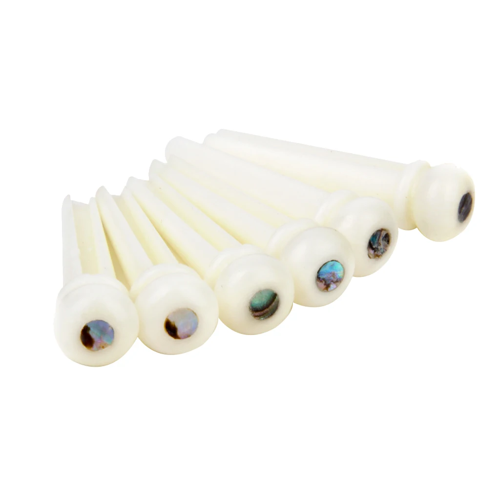 6pcs Cattle Bone Endpin with Bridge End Pin for Acoustic Guitar