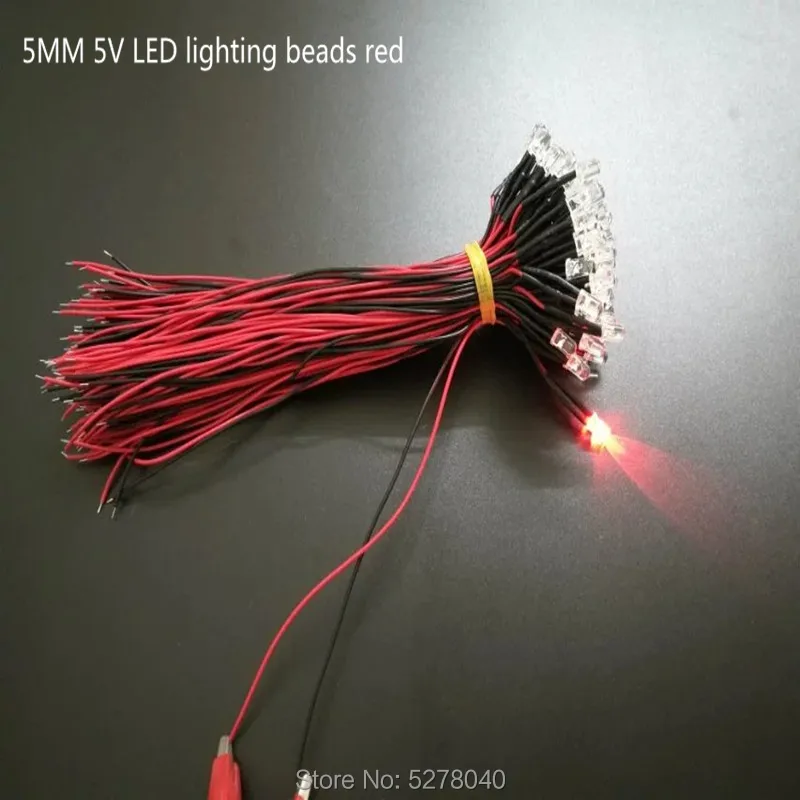 

5V lighting beads 5MM Transparent highlight 20cm red yellow blue green white warm white pink orange purple 50pcs/lot