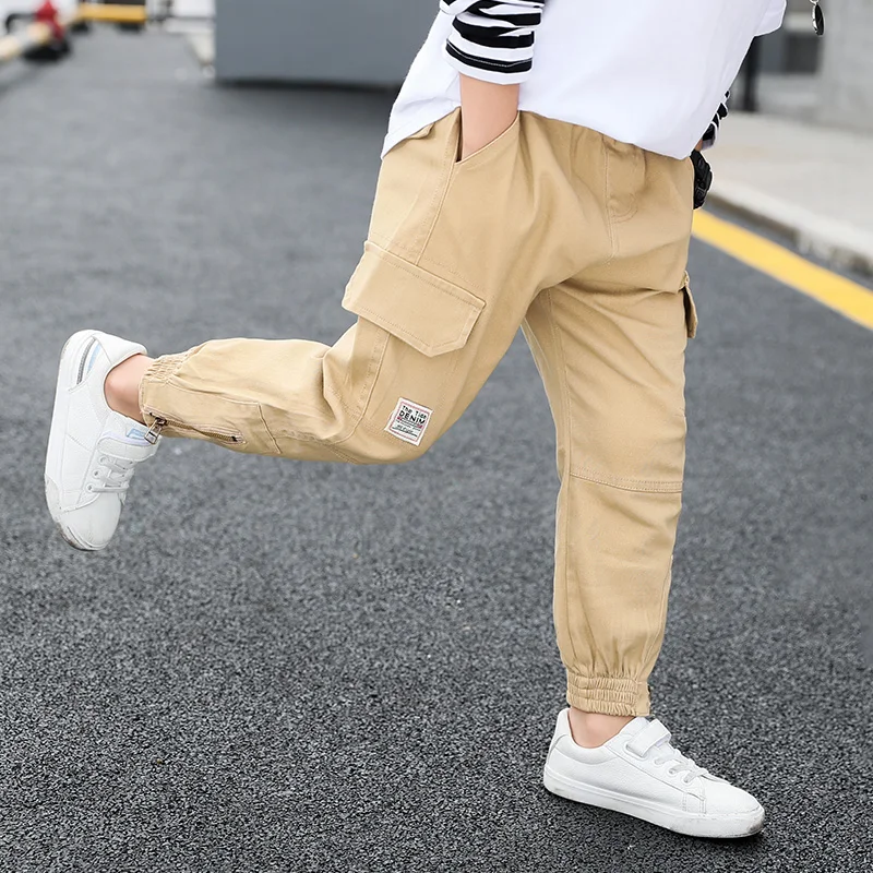 

Boys Pants Joggers Kids Child Children Toddler Pants 2019 Fall Autumn Zipped Ankle Solid 3 to 13 Years