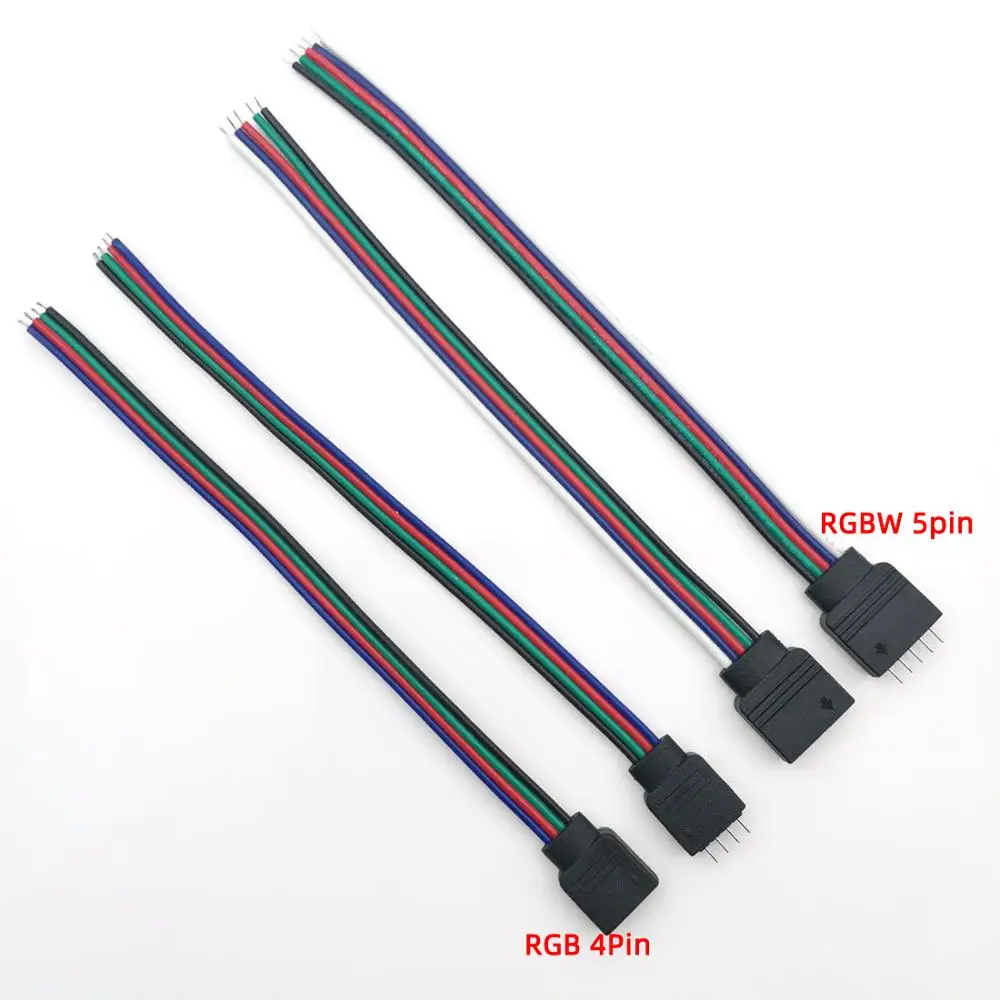 

5 pairs 4Pin RGB 5PIN RGBW Connector line Adapter pin insertion type Connecting wire For 5050 3528 colour LED Strip accessories