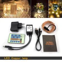 Светодиодный светильник 10 м, 20 м, гирлянда, медный провод, светодиодный, сказочные огни, рождественские, свадебные, декоративные огни для сада
