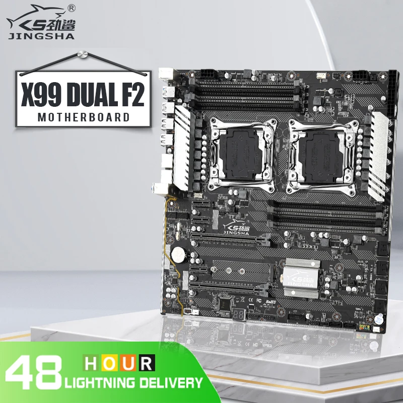 Материнская плата Jingsha X99 dual F2 поддержка LGA2011-3 Inter Xeon E5 V3 8 * DDR4 1600/1866/2133/2400 МГц ОЗУ 10