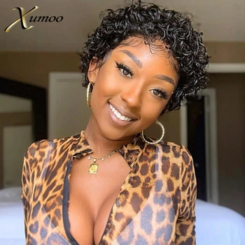 

XUMOO Curly Pixie Cut Wig Remy Human Hair Wigs Curly Bob Lace Front Wigs Wig Human Hair Wigs Lace Front Wigs For Black Women