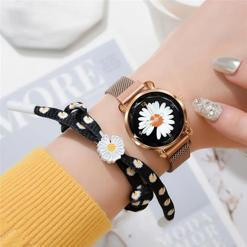 Женские кварцевые часы Fresh Daisy модные повседневные наручные с цветами из