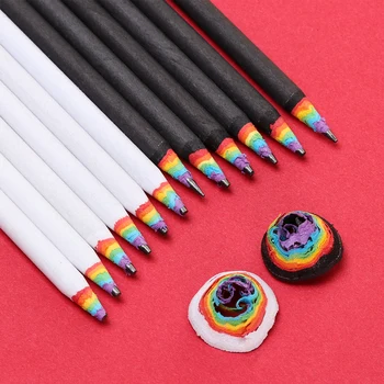 

6 PCs Kawaii Paper Material Rainbow Color Pencil Environmental Protection HB Pencils Stationery Drawing Supplies Writing Tool