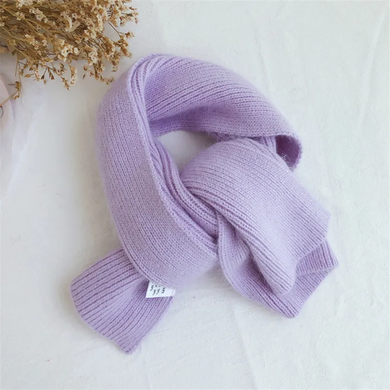 Светло-фиолетовый High Quality Solid Color 70% Angora Rabbit Fur Scarf Blue Purple Women Winter Merino Wool Scarves Black White Female Foulard - Цвет: Светло-фиолетовый