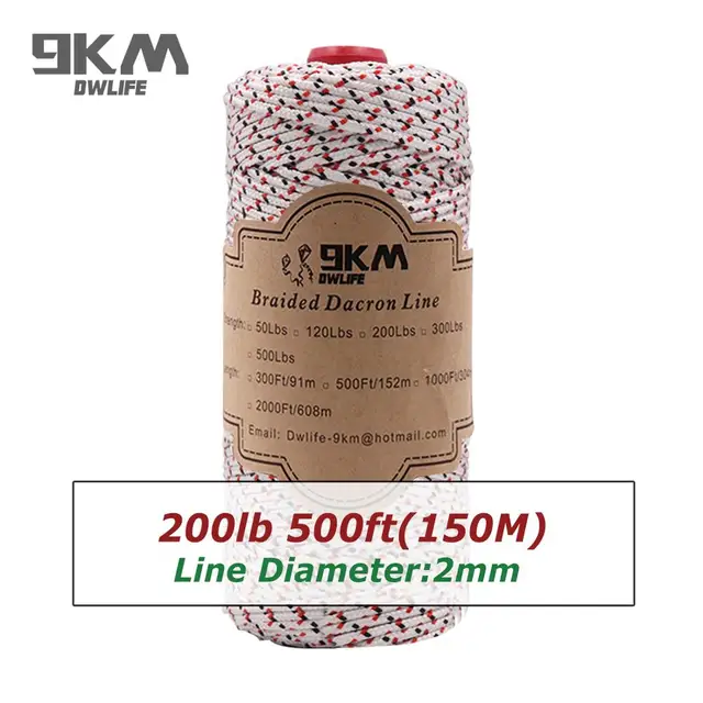 Braided Dacron Fishing Line Outdoor Kite Line 500-1000ft Multi-Functional Camping Flag Tying Band Fishing Applications 50-500Lbs 500ft 200lbs