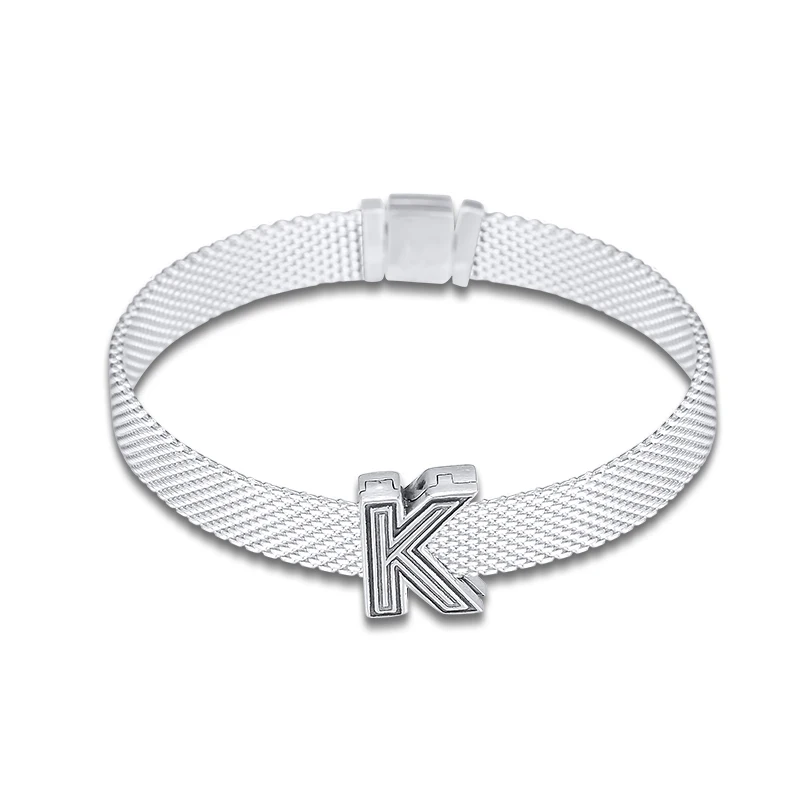 DIY Подходит для Pandora шармы браслеты письмо K клип бусины стерлингового серебра 925-ювелирные изделия