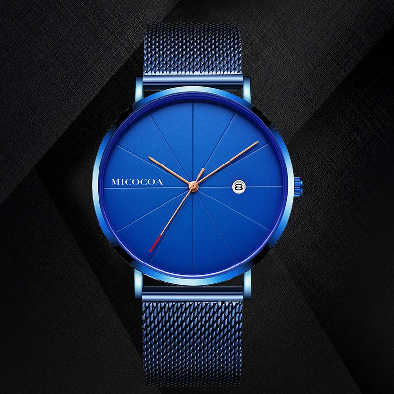 

Micocoa/Cross Border MEN'S Quartz Watch Business Fashion Waterproof Ultra-Thin Mesh Belt Watch Men's Second Class Watch Factory