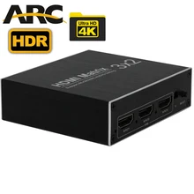 Rozdzielacz HDMI 3X2 4K UHD HDMI 3X2 przełącznik Splitter matrycowy toslink audio HDMI ARC HDR 4K/30Hz HDMI 1.4 HDMI 3 w 2 wyjścia