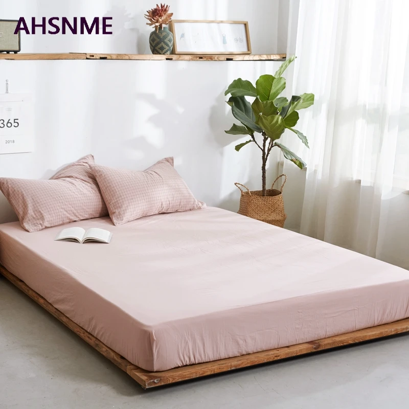 

AHSNME Dai powder 100% Cotton sheets Super Soft parure de lit Cool Summer Simple Water Fitted Sheet 100/135/150/180/200cm