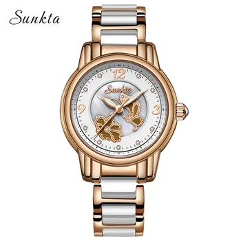 

SUNKTA2020 New Listing Rose Gold Women Watches Quartz Watch Ladies Top Brand Luxury Female Watch Girl Clock Relogio Feminino+Box