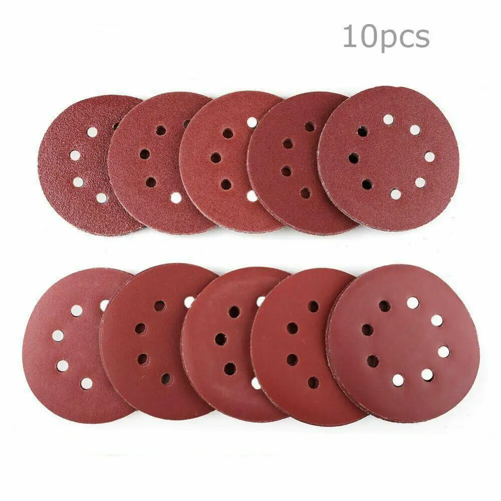 

10 sheet 5'' inch Sanding paper Disc Sandpaper 60 to 2000 Grit Hook Loop 8 hole
