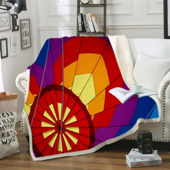 

Geometry Plush Blanket Youth Fashion Quilts 3D Print Sherpa Fleece Throw Blanket Home Office Washable Bedspread