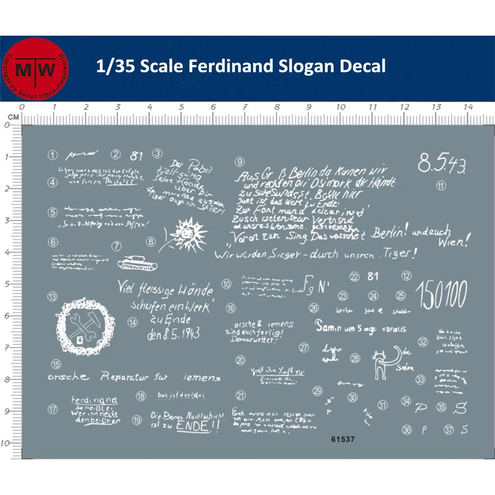 Pegatina con eslogan de Ferdinand alemán para tanque, escala 1/35, Kit de modelo 61537