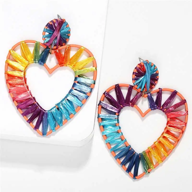 Dvacaman INS Fashion Statement Earrings Women Boho Rattan Knit Drop Earrings Wooden Dangle Earrings Wedding Jewelry Wholesale - Окраска металла: 26