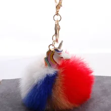 Единорог пушистый шар брелок подвеска красочный пушистый шар сплав мой маленький мешок меховой шарик-подвеска напрямую от производителя продажи