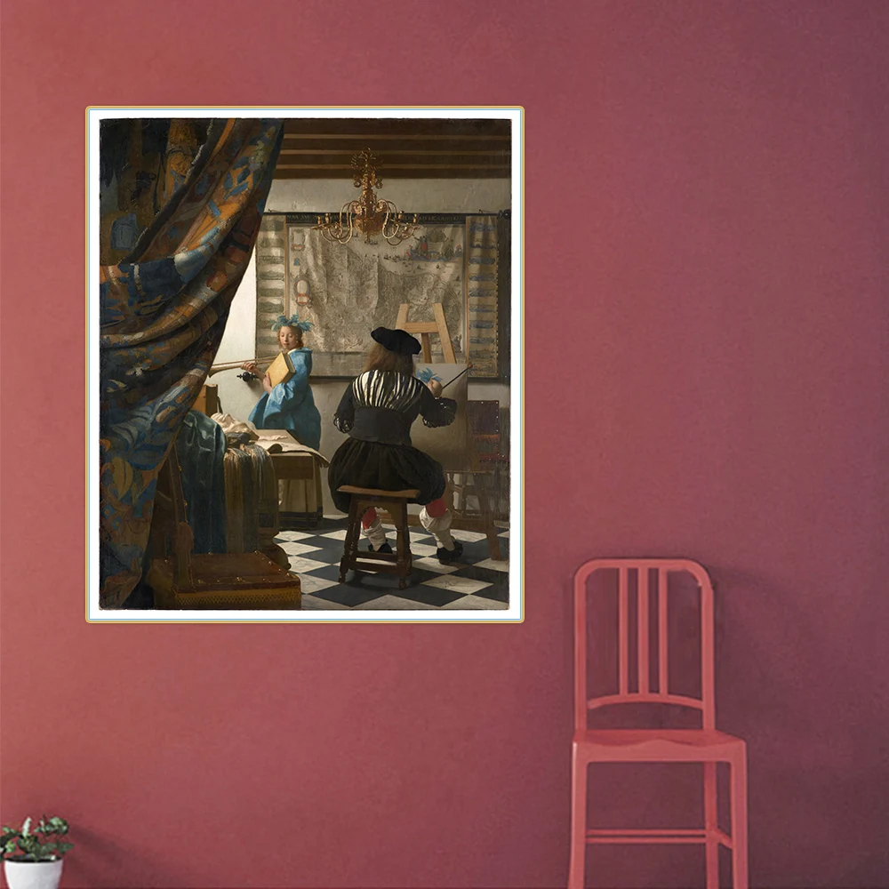 The Allegory Of Painting By Johannes Vermeer Canvas Oil Painting Famous