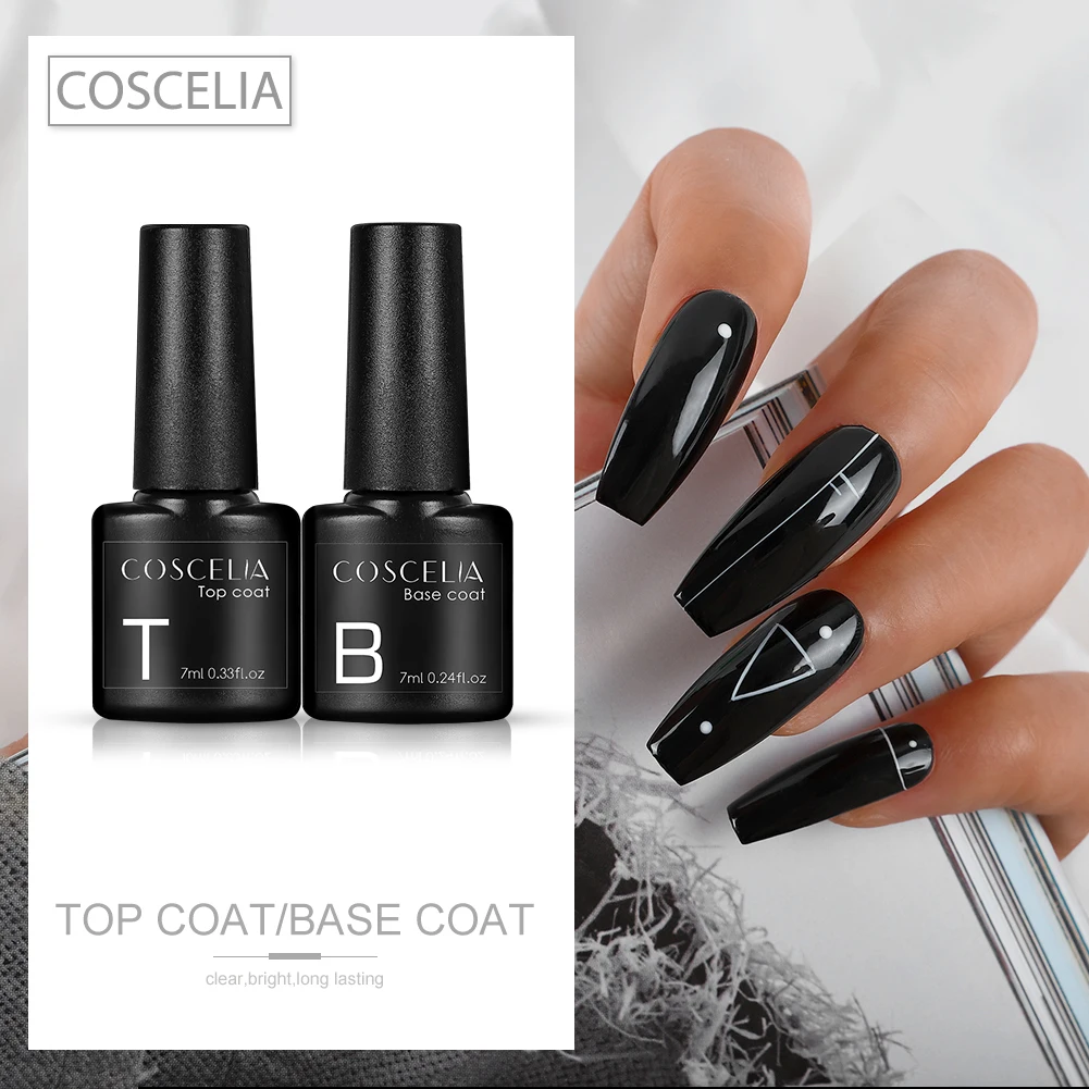 Набор верхних и нижних гель лаков COSCELIA 10 мл полуперманентный УФ лак для дизайна