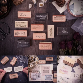 

1 PC Double-Sided Wooden Rubber Stamp Retro English Diary Planner Decor Decorative Art Printing Stationery Scrapbooking Stamps
