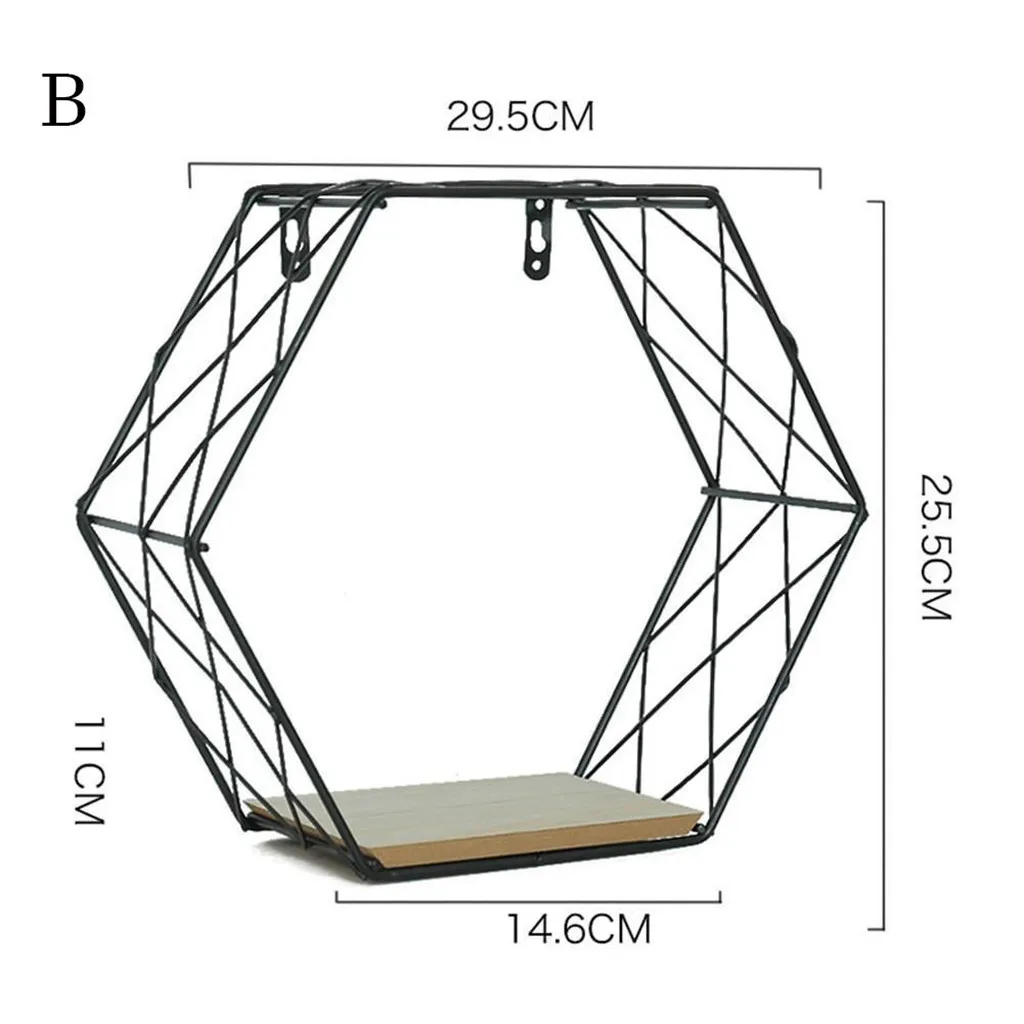 Железная шестиугольная сетка настенная полка комбинированная подвесная геометрическая фигура украшение может украшение дома YXD