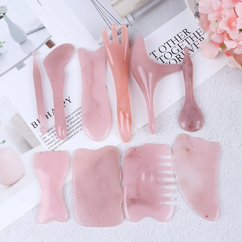 Массажная доска из розового кварца Gua Sha массажная 100% натуральной смолы для