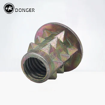 

20Pcs M4 M5 M6 M8 Flange Head Zinc Alloy Thread For Wood Insert Spiked Nut Furniture Link Nuts HW181