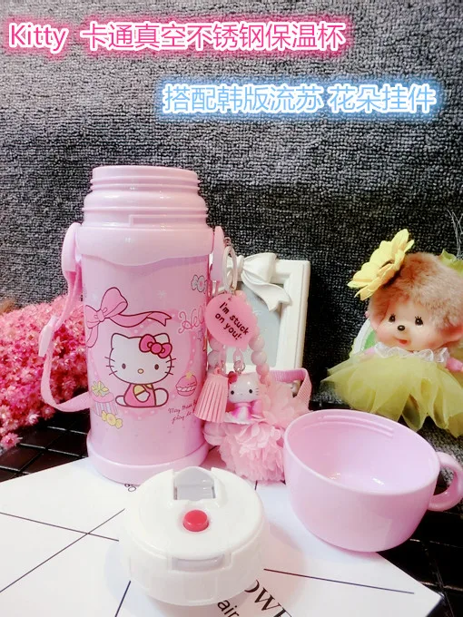 260ml Helloo Kitty Thermos Cup 304 Stainless Steel Water Bottle Pink Kitty Cat Insulated Cup Thermos Flask Hot Water Thermos