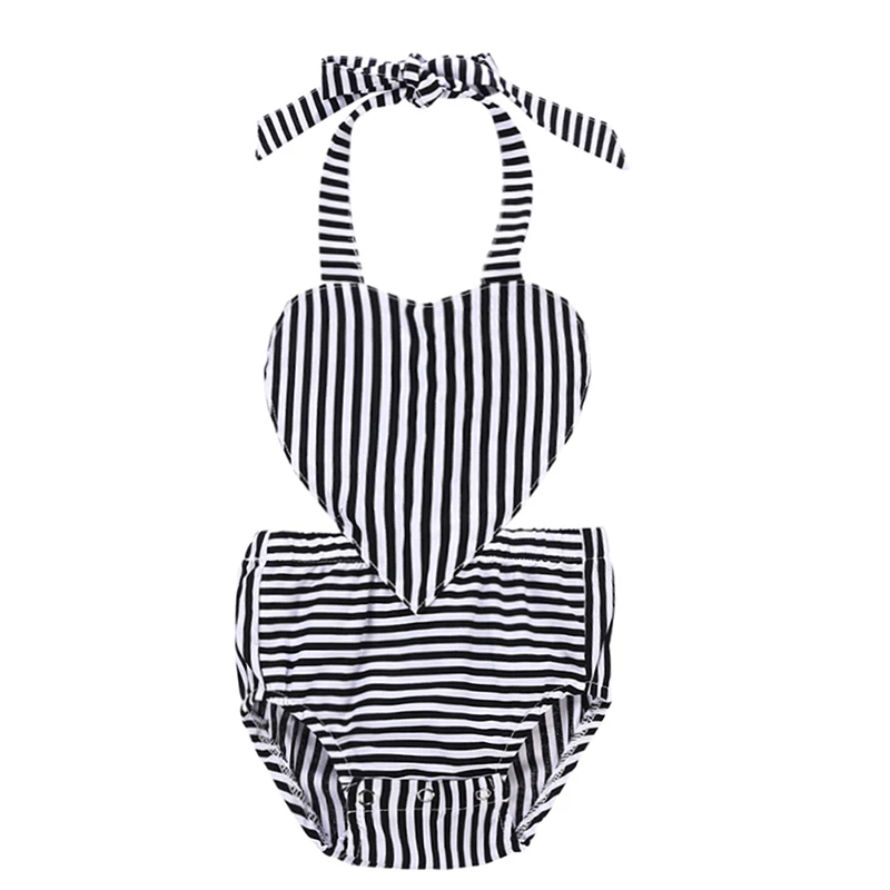 

Cute Summer Baby Clothes Baby Girl Striped Strap Sleeveless Heart Shape Backless Rompers Jumpsuits