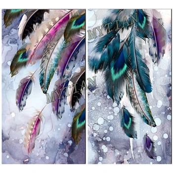 

Full Square /round 5D diy Diamond Painting abstract colorful feather embroidery pattern Cross Stitch kit Mosaic wedding decor