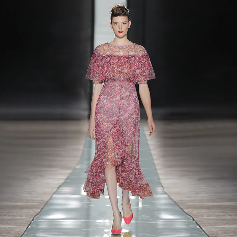 2020 Nieuwe Mode Zomer Jurk Vrouwen Mantel Ontwerp Korte Mouw Bloemenprint Hoge Taille Elegante Mesh Lange Jurk Luxe Merk jurk 2020 Nieuwe Mode Zomer Jurk Vrouwen Mantel Ontwerp Korte Mouw Bloemenprint Hoge Taille Elegante Mesh Lange Jurk Luxe Merk jurk