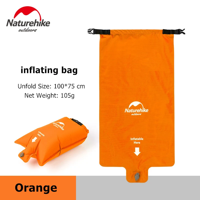 Naturehike сверхлегкий складной водонепроницаемый портативный одиночный надувной кемпинг надувной матрас спальный коврик альпинизмом спальный коврик - Цвет: Orange-inflating bag