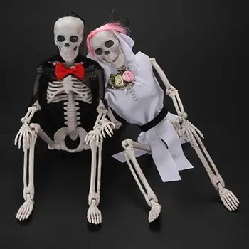 

Plastic Lifelike Movable Creepy Skeleton Halloween Skull Halloween Skeleton Toys Prop Bar Hanging Decor Party