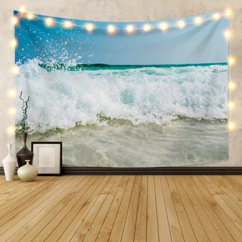 

Blue Sea Wave SeascapeTapestry Bohemian Blanket Fabric Background Wall Decor Art for Bedroom Fashion Scenery Tapestry 2019