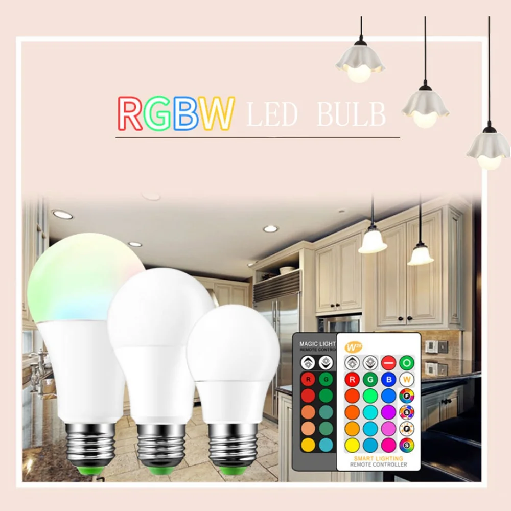  E27 3/5/10W 16Colors Changing Magic LED Bulb RGB AC85-265V+ White Remote Smart Light lamp Dimmable  - 4000170309237