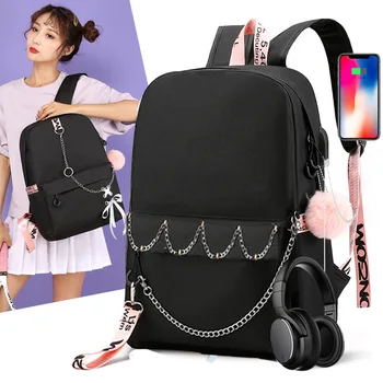 

2020 New Canvas Backpack For Teenager Casual Boys&Girls Middle School Students School Bags USB Laptop Travel Mochila
