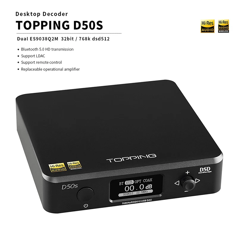 Topping D50S dac аудио усилитель hifi декодер es9038q2m dsd usb amp XMOS XU208 портативные