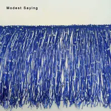 5 ярдов Королевский синий 18 см блестки бахрома обрезанная лента шитье отделочная кисточка латинское платье вечерние платья одежда аксессуары