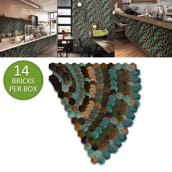 

14X Tiles Wall Sticker Hexagon Adhesive Room Decor Stick On Art Home 12*55cm Decoration