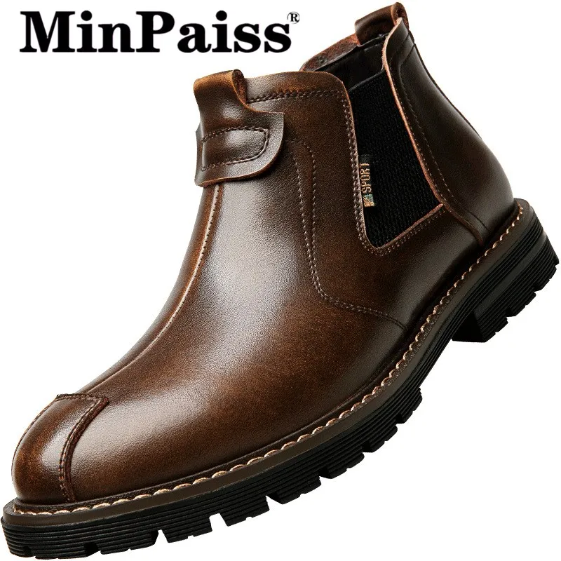 

Chelsea Boots Men's Autumn and Winter New Tooling Martin Boots Men's High-top Short Boots Men Combat Boots