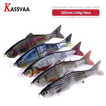 

5pcs Mutil Jointed 4 Sections Fishing Baits 250mm146g 3DEyes Wobblers Crankbait Minnow Shade Sea Fish Lure Tackle Hot Supplier