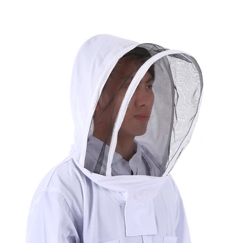 

Hot Beekeeping Protective Equipment White Beekeeping Suit with Removable Round Clear View Fencing Veil Beekeeping Full Body Suit