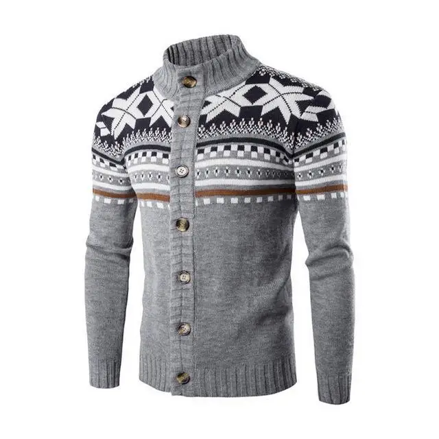 Мужские свитера с высоким воротником, теплые водолазки высокого качества, вязаный свитер, топы, повседневные мужские пуловеры с длинным рукавом - Цвет: Серый