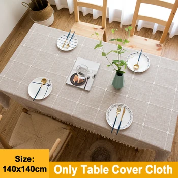 

Office Rectangle Table Cover Cloth Tassel Tablecloth Home Decoration Square Stitching Cotton Linen Desktop Dining Room Hotel