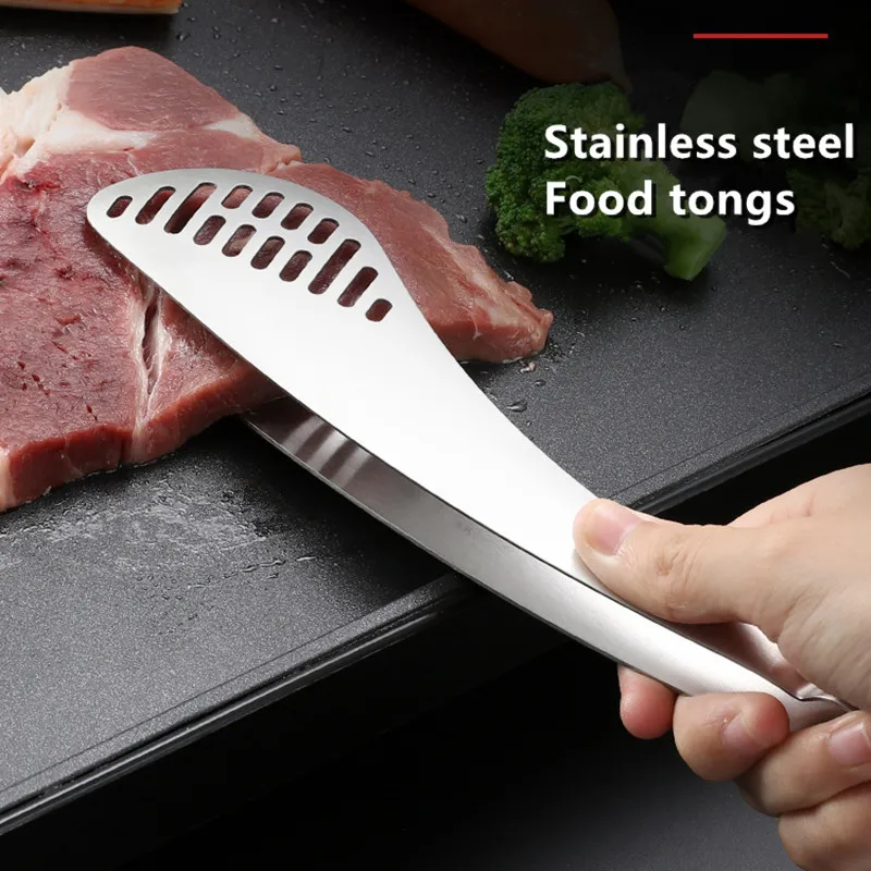 Creative 304 Stainless Steel Hollow Food Tongs Barbecue Steak Clip Bread Cake Clamp Cooking Baking Tools Kitchen Accessories