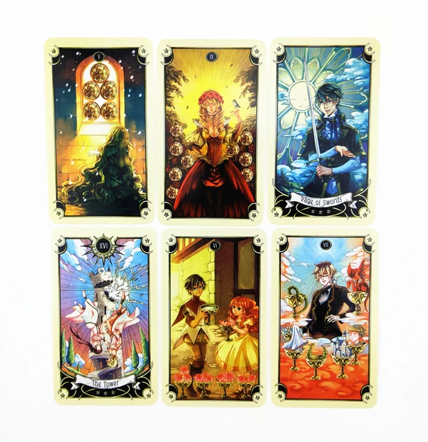Mystical Manga Tarot Cards Family Women Tarot Deck English Version Board Game Kids Party Playing Cards With PDF Guidebook Toys 4
