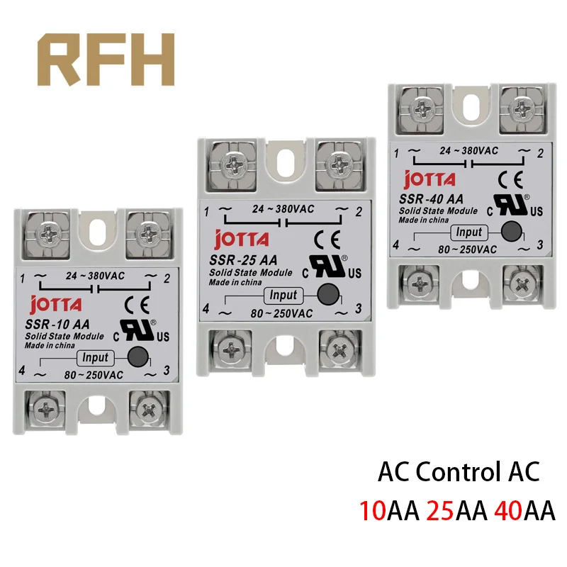 Однофазное твердотельное реле SSR-10AA 25AA 40AA AC Control SSR в белом корпусе без пластиковой